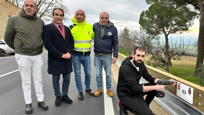 Inaugurato guardrail salva-motociclisti a San Martino in Campo, 92 metri di sicurezza