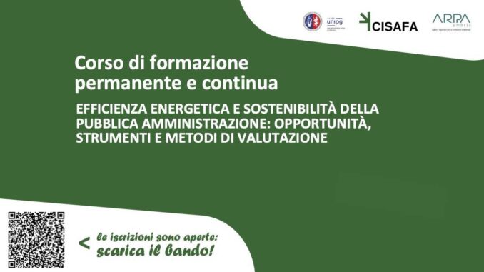 Aperte le iscrizioni al Corso di formazione in ‘Efficienza energetica e sostenibilità per la pubblica amministrazione