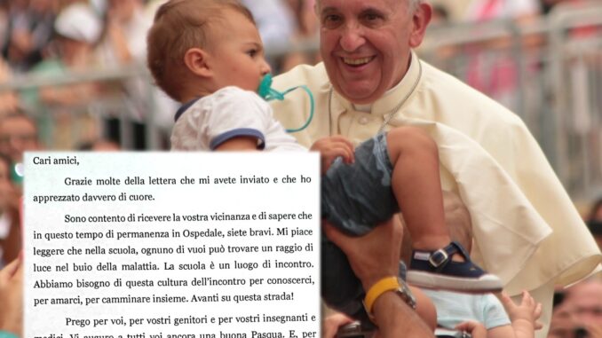 Papa Francesco incoraggia i bambini dell'Ospedale di Perugia